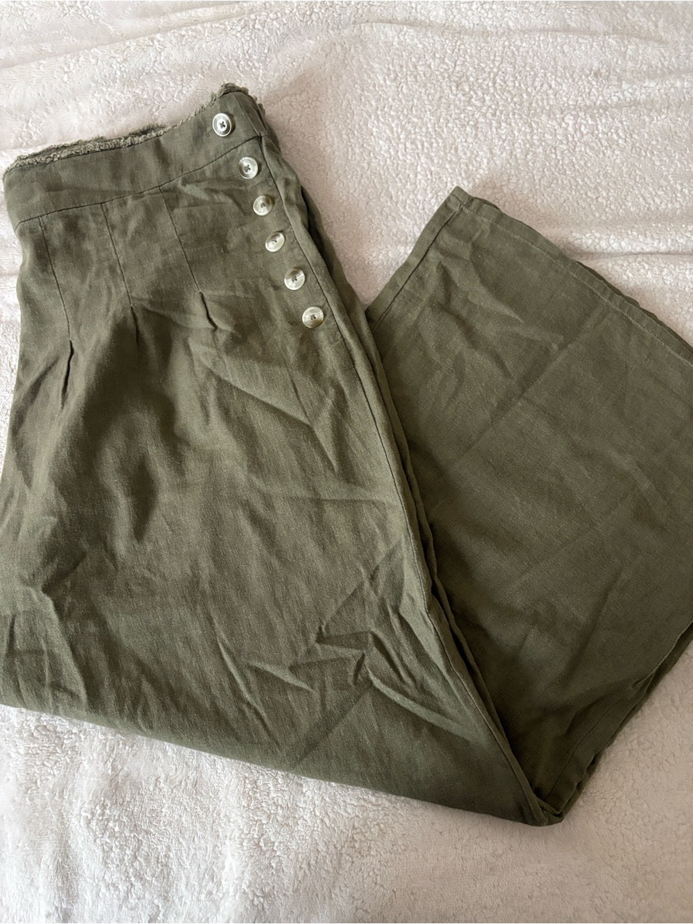 Rewash women's Olive Green Wide Leg Button Detail Pants size XL